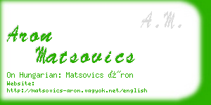 aron matsovics business card